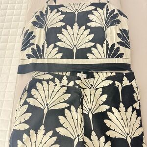 LOFT Black and Cream Leaf outfit